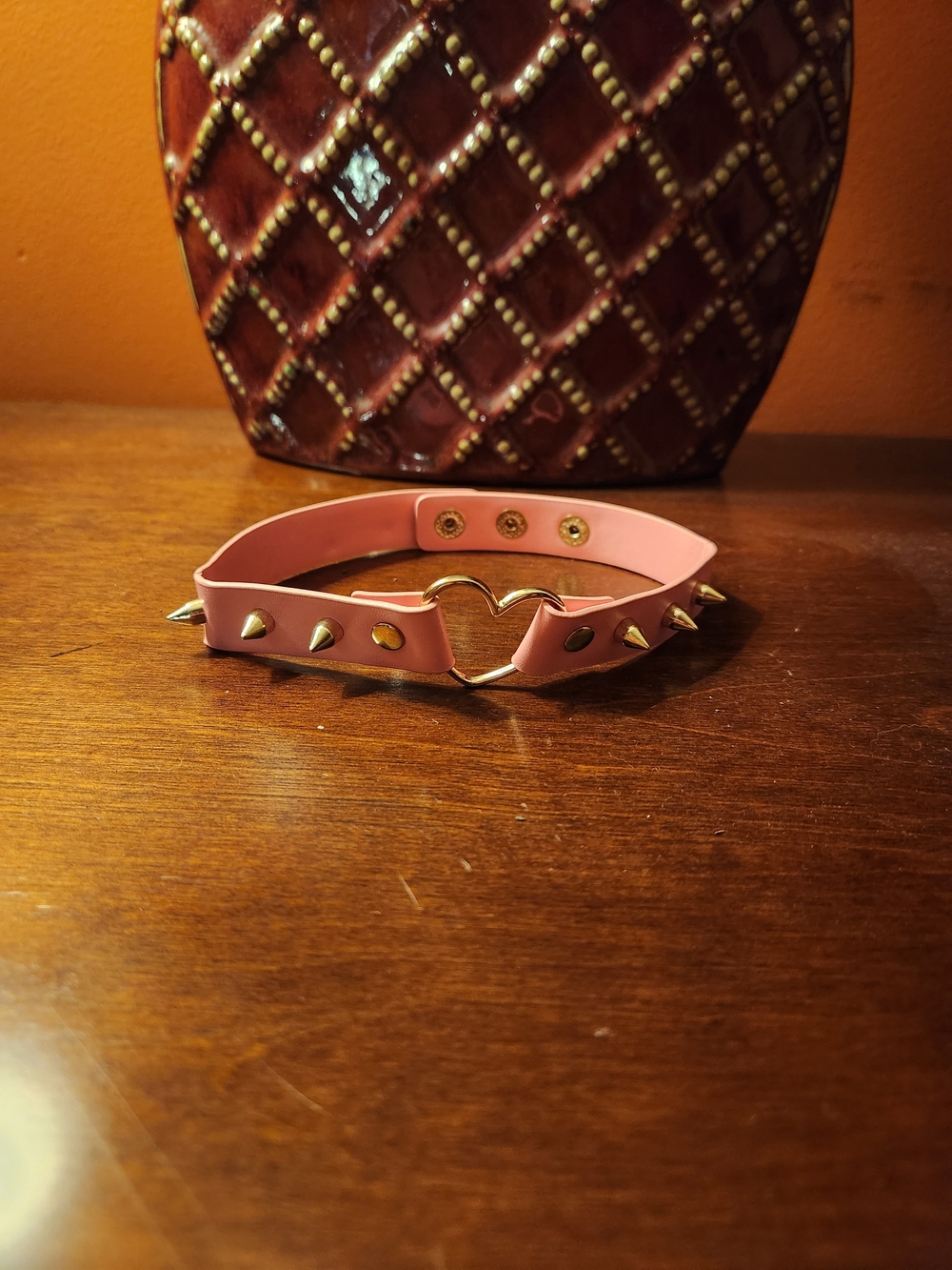 Source Unknown Pink Heart Studded Choker
